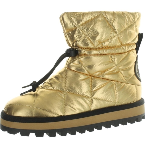 NIB - GUESS Leian2 Metallic Gold Logo Booties - Size 10 - Picture 1 of 13